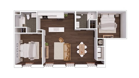 B2.2 Floor Plan at The Mill at Prattville, Prattville, AL, 36067